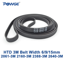 POWGE HTD 3M Timing belt C= 2061 2160 2388 2640 width 6/9/15mm Teeth 687 720 796 880 HTD3M synchronous 2061-3M 2388-3M 2640-3M 2024 - buy cheap