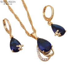 Royal Blue design Fashion Jewelry Sets gold tone Blue color AAA zirconia Earrings Necklace Pendant JS172 2024 - buy cheap