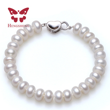 HENGSHENG White Pearl Bracelets 100% 8-9mm 18cm Length Bread Round Natural Freshwater Pearl Hot Sale Jewelry Bracelets For Women 2024 - compra barato