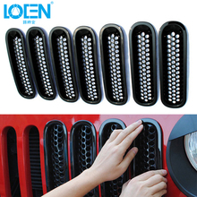 LOEN 7 Pcs Car Front Grill Mesh Grill Insert Kit Sticker for Jeep Wrangle Rubicon Sahara JK 2007-2015 ABS Chrome Car Accessories 2024 - buy cheap