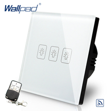 Remote 3 Gang 1 Way  EU European Wallpad White Glass Wireless RF Broadlink Wifi Support 3 Gang Touch Remote Control Switch 2024 - buy cheap