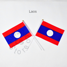 Laos 14*21cm 10pieces banner flag   Hand waving Flag Laos  National Flag for meet,Parade,party.Hanging,decoration 2024 - buy cheap