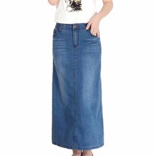 2019 New Fashion Large size High waist Elasticity Denim Skirt Women Summer X-long Jeans skirts Female Casual A-line Skirts G454 2024 - buy cheap
