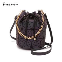 New Luminous Women Bags Geometry Folding Handbags Women Casual Totes Clutch Ladies Chain Shoulder Messenger Bag Female Purses 2024 - buy cheap