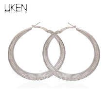 60mm Diameter Alloy Spring Big Hoop Earrings For Women Punk Circular Metal Statement Earrings Fashion Jewelry UKEN 2024 - buy cheap