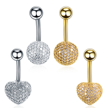 1PC Steel Crystal Heart Ombligo Piercing 14G Bling Disco Round Ball Navel Belly Button Piercings Dangle Earring Piercing Jewelry 2024 - buy cheap