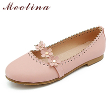 Meotina Mary Jane Flats Shoes Women Soft Flat Casual Shoes Flower Round Toe Ballet Flats Shoes Ladies Spring Pink Plus Size 3 43 2024 - buy cheap