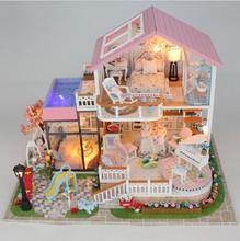 HONGDA Blue Coast Mini House Assembly kit Miniature Dollhouse DIY kit