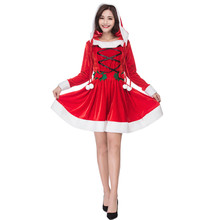 Roupa de natal feminina do papai natal, fantasia de festa, roupa de meninas, vestido com capuz, roupas de natal, venda imperdível 2024 - compre barato