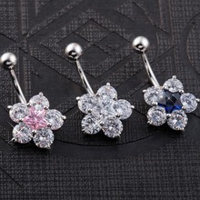 Piercing charmoso de umbigo, flores e strass, piercing cirúrgico de aço, umbigo, estrela, zircão, joalheiro 2024 - compre barato