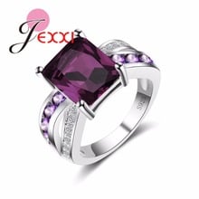 New 925 Sterling Silver Purple Austrian Crystal Wedding Rings For Women Fashion Cubic Zircon Engagement Proposal Ring 2024 - buy cheap