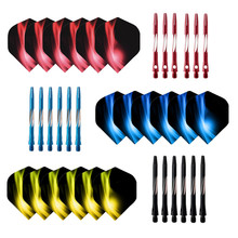 6Pcs Dart Shafts+ Dart Flights Wing Harrows Darts Stems 2BA 50mm Thread Aluminum Rod Multiple Styles Colorful Darts Flights 2024 - buy cheap