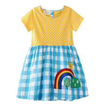 Vestidos de fiesta para niñas, ropa de algodón con apliques de arcoíris, moda de verano 2024 - compra barato