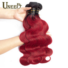 Burgundy Bundles 1/3/4 Pcs Ombre Brazilian Body Wave No-Remy Human Hair Weave Bundles Dark Roots Wine Red Brazilian Hair Weaving 2024 - buy cheap