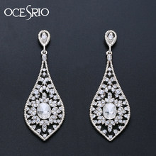 OCESRIO Silver Color Wedding Earrings for Brides Women Crystal Bride Dangle Earrings with Stones Jewelry kolczyki slubne ers-n61 2024 - buy cheap
