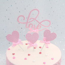 4pcs/lot Pink LOVE Cake Topper Cupcake decoration Party Birthday Valentine's Day Decoration Birthday Party Wedding Supplies 2024 - buy cheap