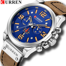 CURREN-reloj deportivo de lujo para hombre, cronógrafo de cuarzo, con correa de cuero, estilo militar, Masculino 2024 - compra barato