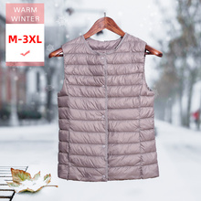 Autumn Winter Lightweight White Duck Down Vest Women O-Neck Ultra Light Warm soft Waistcoat Female Slim Thin Sleeveless Coat 2024 - buy cheap