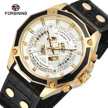 Forsining Top Brand Men's Automatic Self-wind Luxury Genuine Leather Strap Analog Skeleton Dial Trendy Whole Sale Watch 2024 - buy cheap