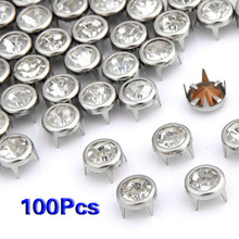 PROMOTION!100 x 7 mm Metal Rhinestone Studded Silver Studs Round Studs Crystal Rivets 2024 - buy cheap