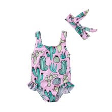 Summer Toddler Kids Baby Girl Swimsuit One-Piece Flower Print Swimwear Swimming Bikini Bathing Suit Beachwear for 0-3Years 2024 - buy cheap