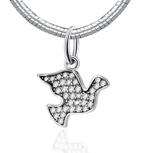 Authentic 100% 925 Sterling Silver Bead Charm Peace Dove Full Crystal Pendant Beads Fit  Bracelets & Bangles YW20161 2024 - buy cheap