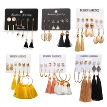 Bohemian Long Tassel Earrings Fashion Geometric Fringe Drop Earrings Set for Women Girls Statement Earrings Jewelry 2024 - buy cheap