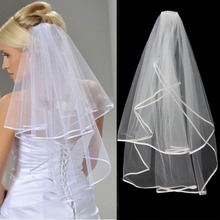 White Ivory 2T Wedding Bridal Veil Satin Edge Comb Elbow Simple 2024 - buy cheap