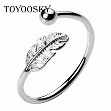 1 Pcs 925 Sterling Silver Leaf Ring Sweet Cute Simple Ring Opening Feather Tail Ring Size Adjustable Woman Finger Rings Jewelry 2024 - buy cheap