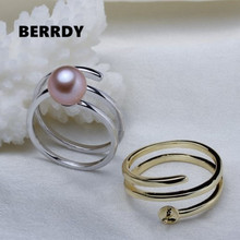 Montagens de anéis de pérola, achados de anel, peças de joias de anel, acessórios de joias de prata, imperdível 2024 - compre barato