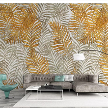 Wellyu papel de parede personalizado nordic tropical planta folhas do vintage dourado tv fundo pintura fototapete 2024 - compre barato