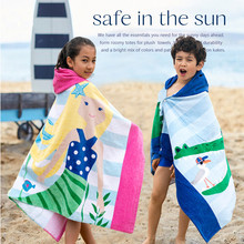 Детский удлиненный Толстый плащ с капюшоном, пляжное полотенце, поглощающий бассейн, купальный халат для мальчиков и девочек 2024 - купить недорого