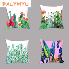 Green Plant Print Plush Soft Cushion Decorative Cushion for Sofa Car Home Decoration Throw Pillow Pillowcase 45x45cm 2024 - buy cheap