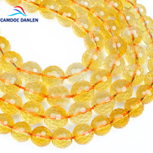 CAMDOE DANLEN Natural Rock Crystal Beads Faceted Citrines Round Loose Beads 6/8/10/12MM Diy Fashion Jewelry Making Wholesale 2024 - buy cheap