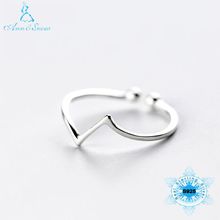 Anel triangular de prata esterlina 925 para mulheres, anel de dedo geométrico de letras iniciais em formato v de bague 2024 - compre barato