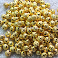 100pcs 8mm Gold  carved Beads pretty Acrylic jewelry, Bracelets, Clothing, decorative DIY accessories 2024 - buy cheap