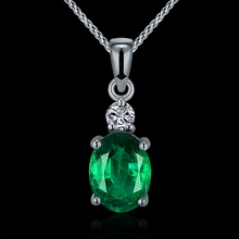 Hot!Natural Emarald Pendant Necklace,Real Diamond Pendant Emerald In Solid 18K White Gold For Women WP057 2024 - buy cheap