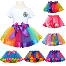 Новая юбка-пачка, юбки для маленьких девочек, Юбки-мини-юбки принцессы, танцевальные радужные юбки из фатина, одежда для девочек, детская одежда 2024 - купить недорого