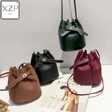 XZP Vintage Bucket Large Capacity Shoulder Bag Women Drawstring Crossbody Bag Female Messenger Bags Ladies Leather Handbag 2024 - buy cheap