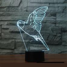 Papagaio com luz 3d de led, lâmpada 3d de led para mudança de cores, ilusão visual criativa de acrílico, luz noturna, adorável, desenhos animados, brinquedos para crianças 2024 - compre barato