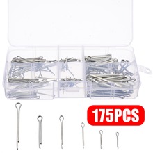 175pcs/set Sliver Split Pins Cotter Fixings Assorted Sizes Zinc Plated Steel Hard Case Link Split Cotter Pin with Box 2024 - compre barato
