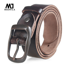 MEDYLA-Cinturón de piel de vaca para hombre, diseño Retro, pantalones vaqueros informales decorados, ancho de 3,2 cm, MD168 2024 - compra barato