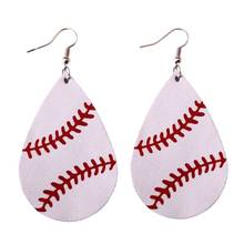 ZWPON 2020  Baseball Leather Earrings Women Sports Neon Green Softball Earrings Teardrop Earrings Fashion Jewelry 2024 - buy cheap