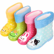 Botas de lluvia de dibujos animados para niños, antideslizantes, de terciopelo, para bebés, zapatos de goma, zapatos de agua para niños pequeños 2024 - compra barato