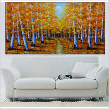 Hand Painted Wall Landscape Birch Forest Picture On Canvas Modern Paintings Room Decor Hand Painting Home Decor Oil Painting 2024 - buy cheap