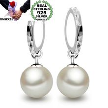 OMHXZJ-pendientes de gota de Plata de Ley 925 para mujer, moda europea, regalo de boda, fiesta, perla redonda blanca, EA303 2024 - compra barato