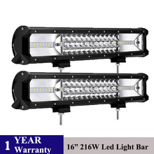 Led Bar Work Light 16inch 216W Lightbar 3-Row 4x4 Offroad Spot Flood Beam Headlight for Car ATV SUV barras led Work Lamp truck 2024 - buy cheap