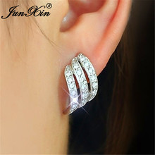JUNXIN Cute Angel Wings Stud Earrings For Women White Gold Filled Rose Gold Filled White Crystal Zircon Studded Earring Female 2024 - buy cheap