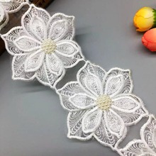 13 adornos de encaje de perlas y flores de Organza Vintage, adornos de tela de cinta bordados, ropa de boda, costura artesanal, decoración 2024 - compra barato