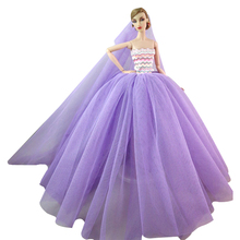 NK 2020 новейшая принцесса кукла вечернее платье ручной работы Кукла Одежда кружевное свадебное платье для куклы Барби аксессуары детские игрушки 071F 2024 - купить недорого